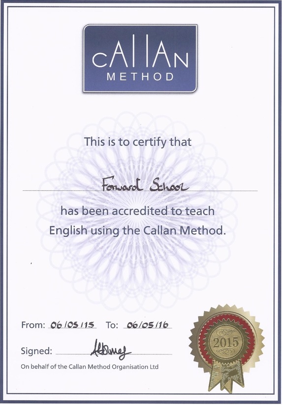 Callan Method Certificate of Forward School Kazakhstan
